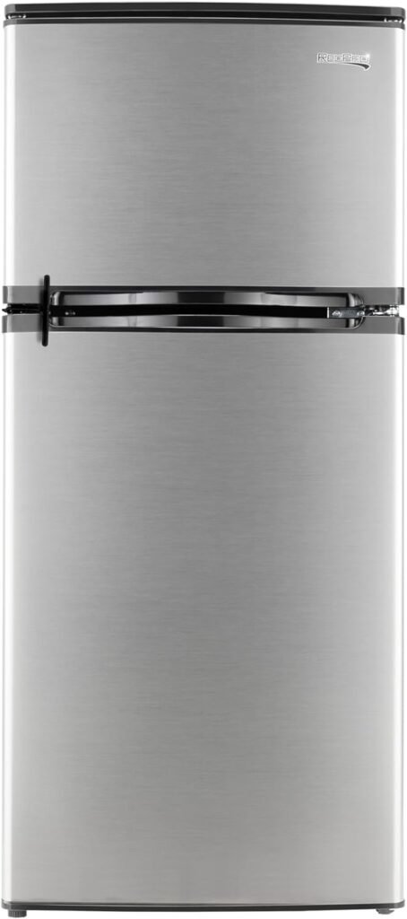 RecPro RV Refrigerator Stainless Steel | 4.4 Cubic Feet | 12V | 2 Door Fridge