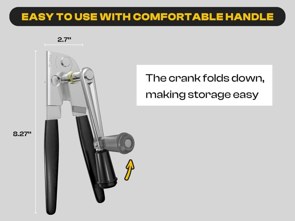 SoB Commercial Can Opener Manual Heavy Duty - Easy to Use with Comfortable Easy Crank Handle - Swing Grip Design - Hand Can Opener - Includes Built in Bottle Opener