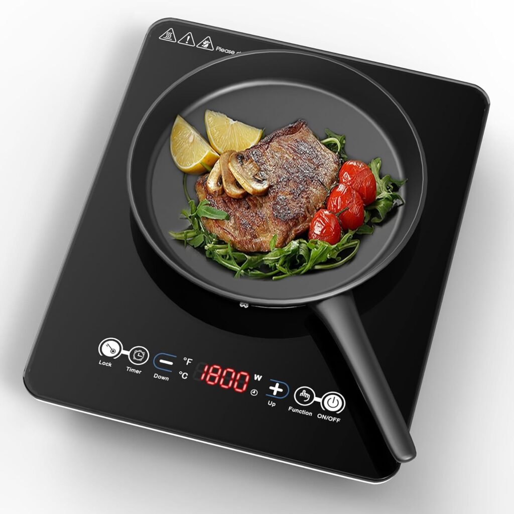 VBGK Double Induction Cooktop, 110V 4000W Electric cooktop,Hot Plate LED Sensor Touch Energy-Saving Portable Induction Cooktop with Child Safety Lock  Timer 2 burner induction cooktop