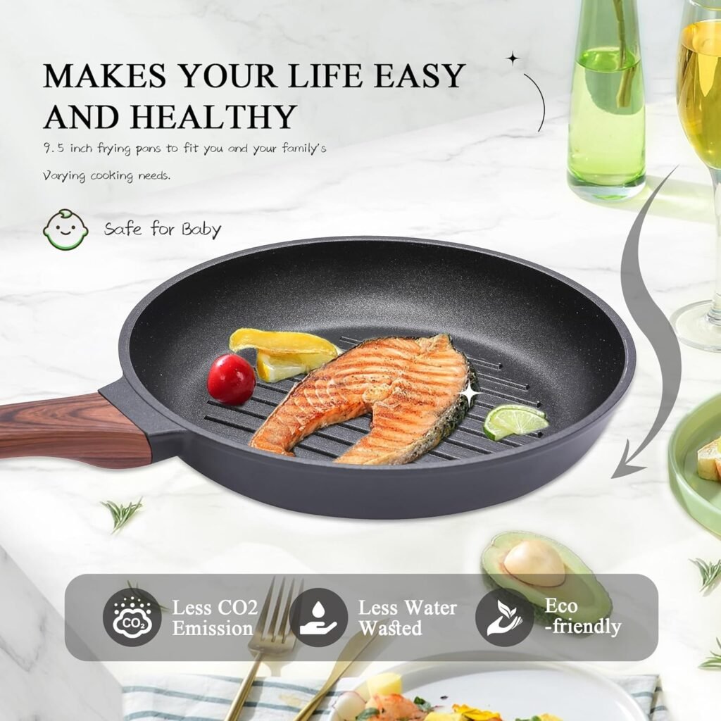 Vinchef Nonstick Grill Pan for Stove tops | 13.0 Skillet, Indoor Induction Cast-aluminum Grill Pan with Lid and Anti-Scalding Tools, GRANITEC Nonstick Coating, Dishwasher  Oven Safe