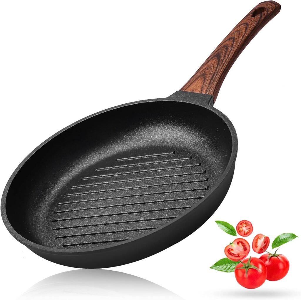 Vinchef Nonstick Grill Pan for Stove tops | 13.0 Skillet, Indoor Induction Cast-aluminum Grill Pan with Lid and Anti-Scalding Tools, GRANITEC Nonstick Coating, Dishwasher  Oven Safe