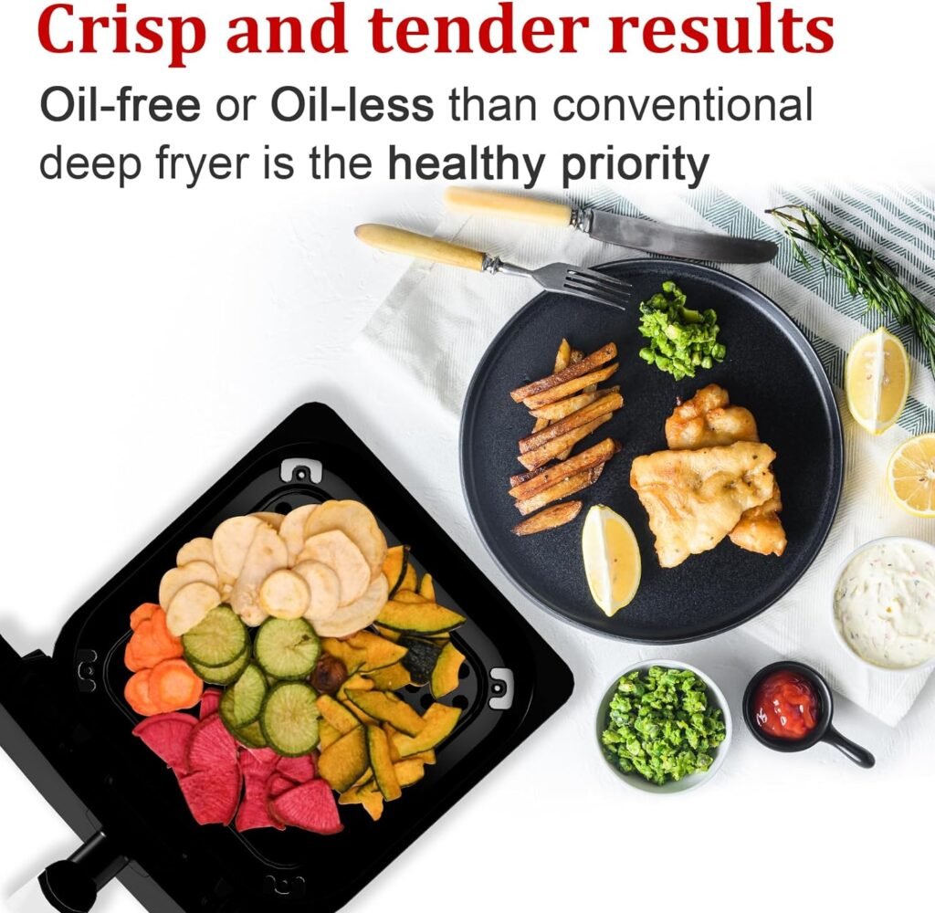 WHALL® Air Fryer, 6.2QT Air Fryer Oven with LED Digital Touchscreen, 12-in-1 Cooking Functions Air fryers, Dishwasher-Safe Basket, Stainless Steel/BS