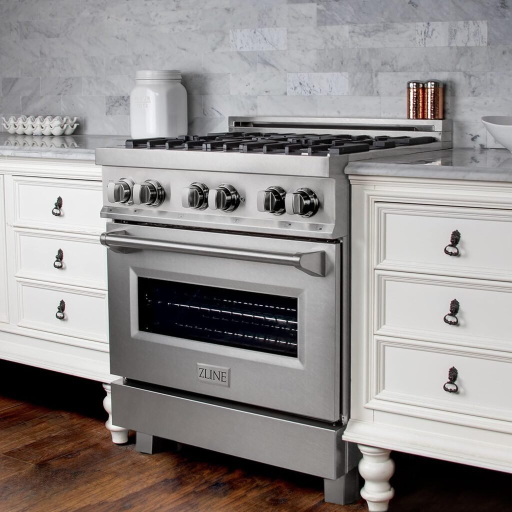 ZLINE 30 4.0 cu. ft. Dual Fuel Range with Gas Stove and Electric Oven in Fingerprint Resistant Stainless Steel (RAS-SN-30)