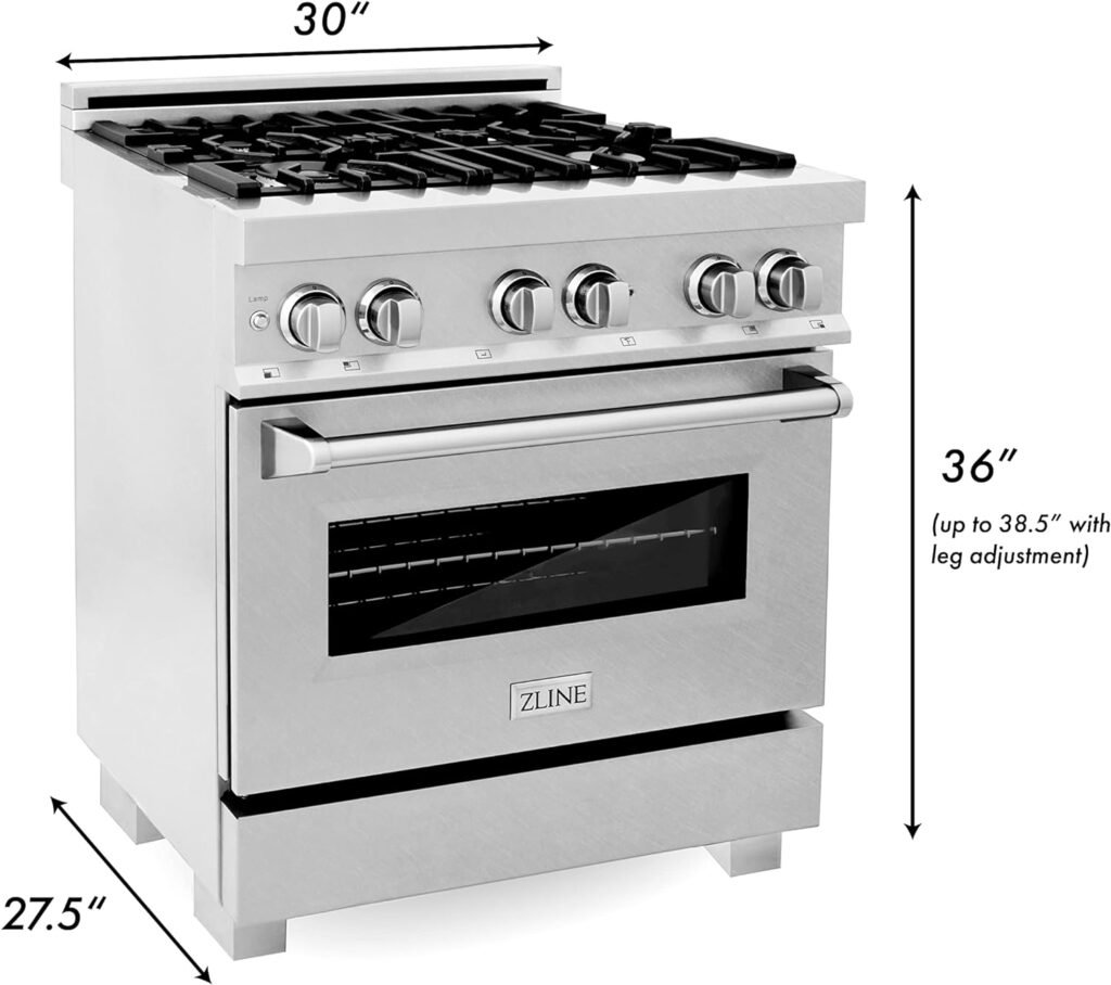 ZLINE 30 4.0 cu. ft. Dual Fuel Range with Gas Stove and Electric Oven in Fingerprint Resistant Stainless Steel (RAS-SN-30)