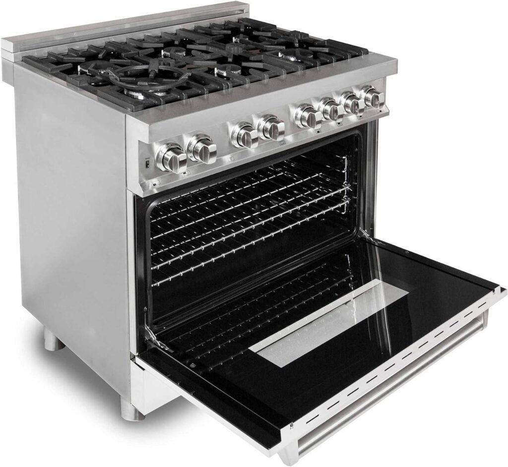 ZLINE 36 4.6 cu. ft. Dual Fuel Range with Gas Stove and Electric Oven in Stainless Steel and White Matte Door (RA-WM-36)