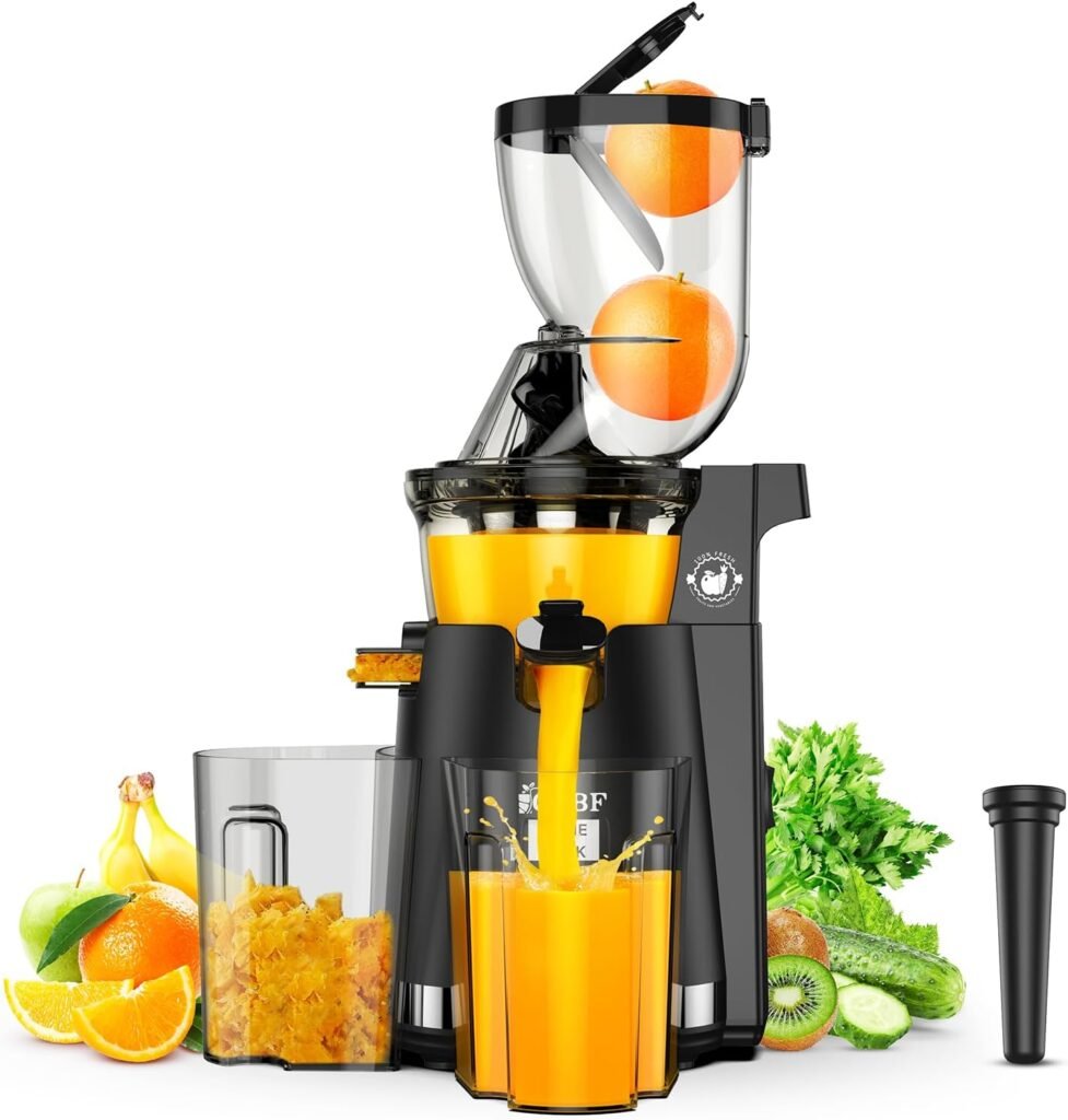 Cold Press Juicer Machines, 300W Slow Masticating Juicer Machines with 3.5inch (89mm) Large Feed Chute, Slow Cold Press Juicer Machines Vegetable and Fruit, Reverse Function Easy to Clean with Brush