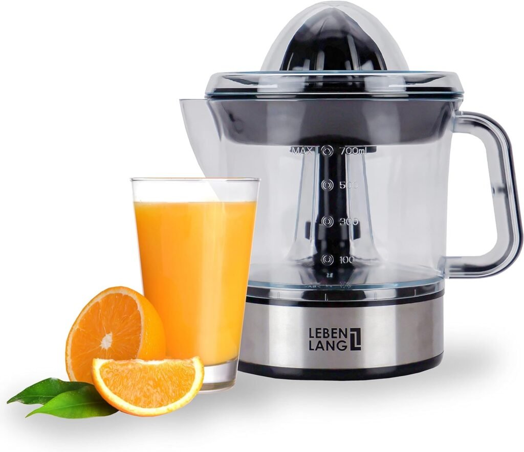 – Electric juicer max juice yield | Citrus juicer + 2 cones 40W | Lemon, lime, orange, fresh fruit squeezer machine | Automatic lever press extractor | exprimidor de naranjas electrico