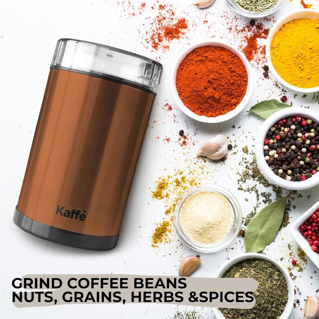 Kaffe Coffee Grinder Electric. Best Coffee Grinders for Home Use. (14 Cup) Easy On/Off w/Cleaning Brush Included. Matte Black