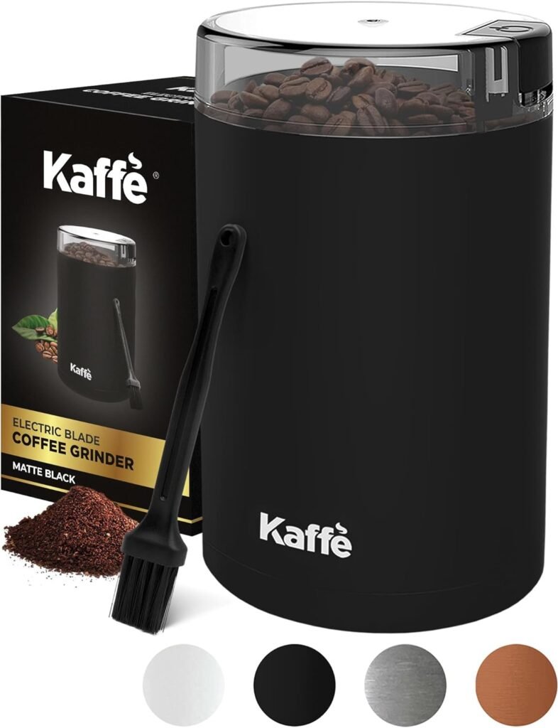 Kaffe Coffee Grinder Electric. Best Coffee Grinders for Home Use. (14 Cup) Easy On/Off w/Cleaning Brush Included. Matte Black