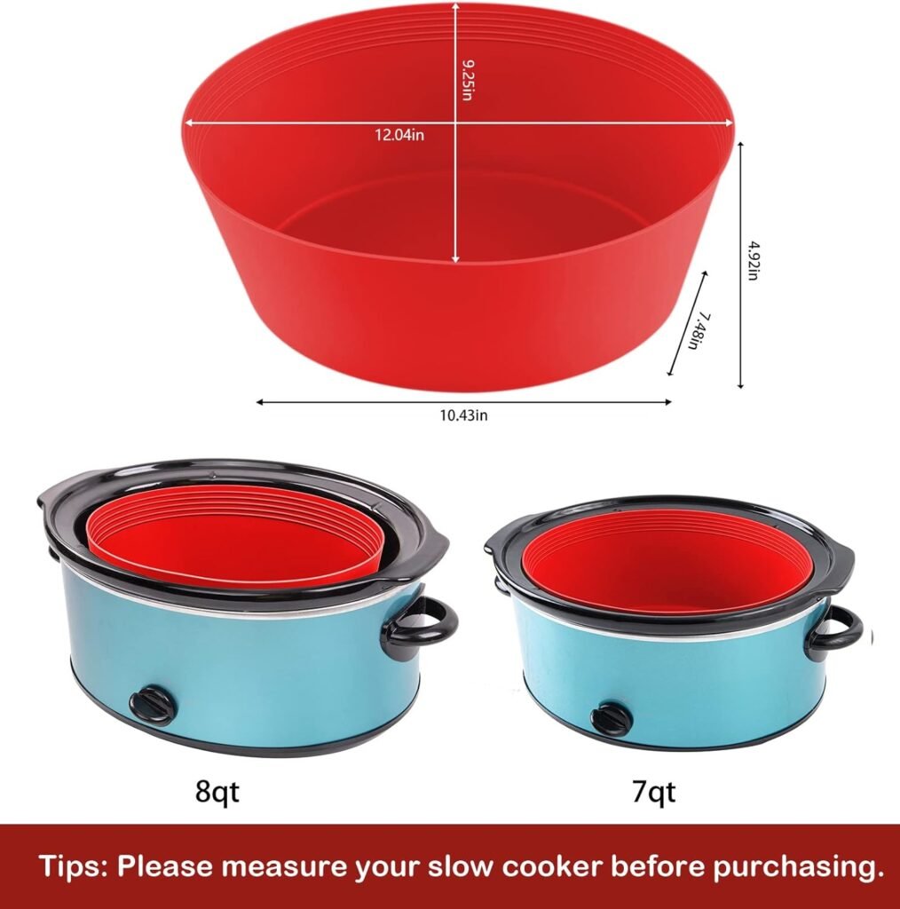 Slow Cooker Liners fit Crock-Pot 7 to 8 QT Oval Pot,Large Size Reuseable Crock Pot Liners/Bags,Dishwasher Safe,BPA Free Silicone Crockpot Cooking Trays (2PCS-COFFEE)