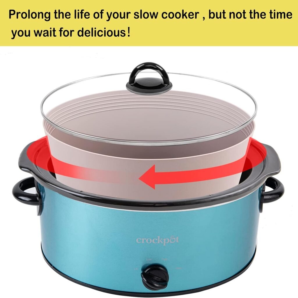 Slow Cooker Liners fit Crock-Pot 7 to 8 QT Oval Pot,Large Size Reuseable Crock Pot Liners/Bags,Dishwasher Safe,BPA Free Silicone Crockpot Cooking Trays (2PCS-COFFEE)