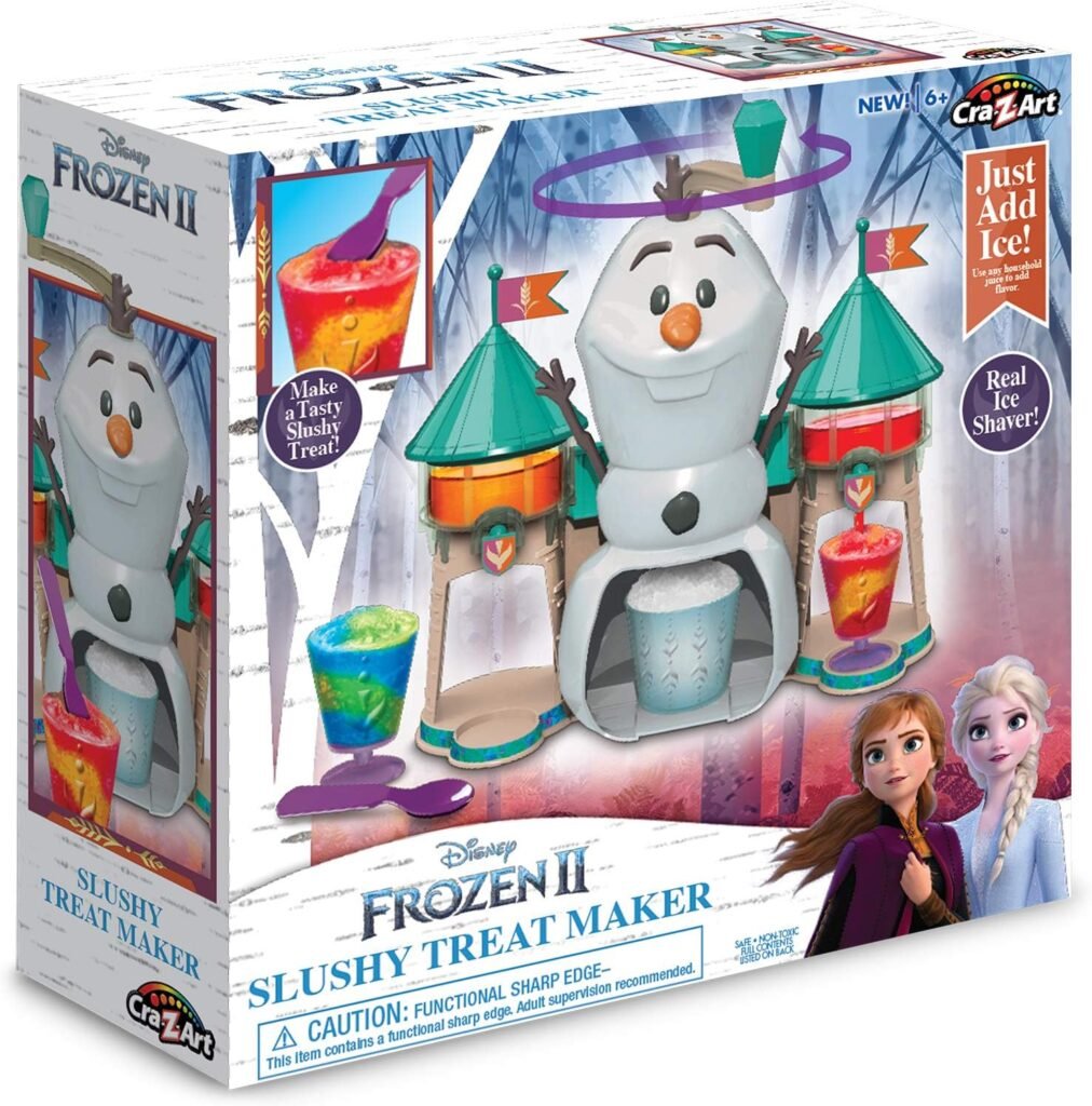 Disney Frozen II Slushy Treat Maker Includes Slushy Unit, Ice Shaver, Ice Cube Molds, Ice Bucket, Slushy Cup  Spoon