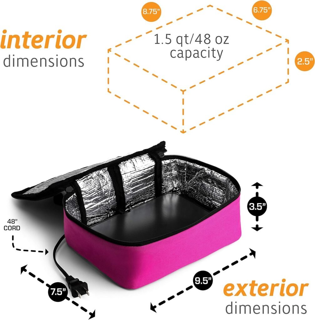 HOTLOGIC Mini Portable Electric Lunch Box Food Heater - Innovative Food Warmer and Heated Lunch Box for Adults Car/Home - Easily Cook, Reheat, and Keep Your Food Warm - Blue (12V)