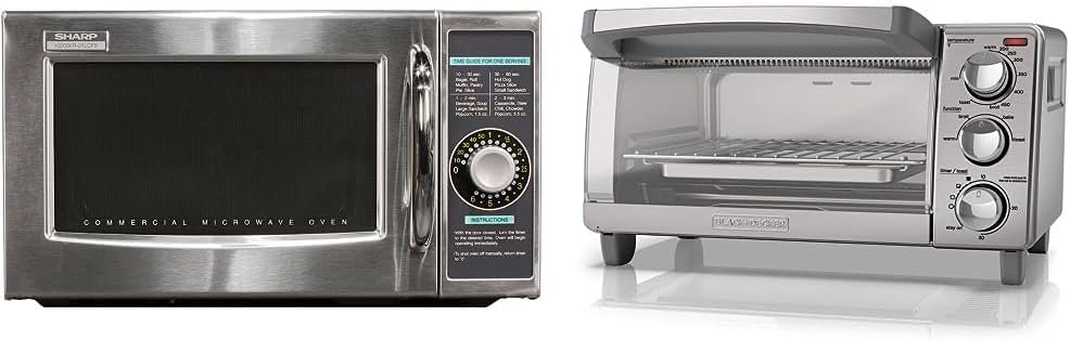 Sharp R-21LCFS Medium-Duty Commercial Microwave Oven with Dial Timer, Stainless Steel, 1000-Watts, 120-Volts, One Size